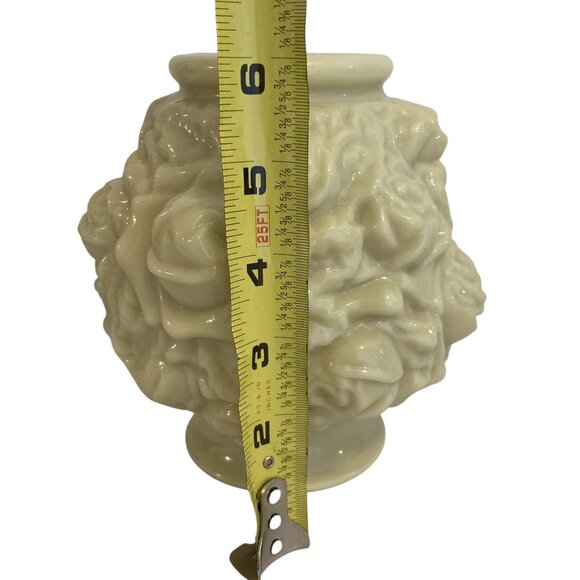 Vintage Floral Vase 6" Tall Intricate Rose Design Ivory Celluloid Composite - Picture 4 of 7